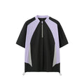 Men's solid colour polyester top with stitching detail in black and beige with long and short sleeve options