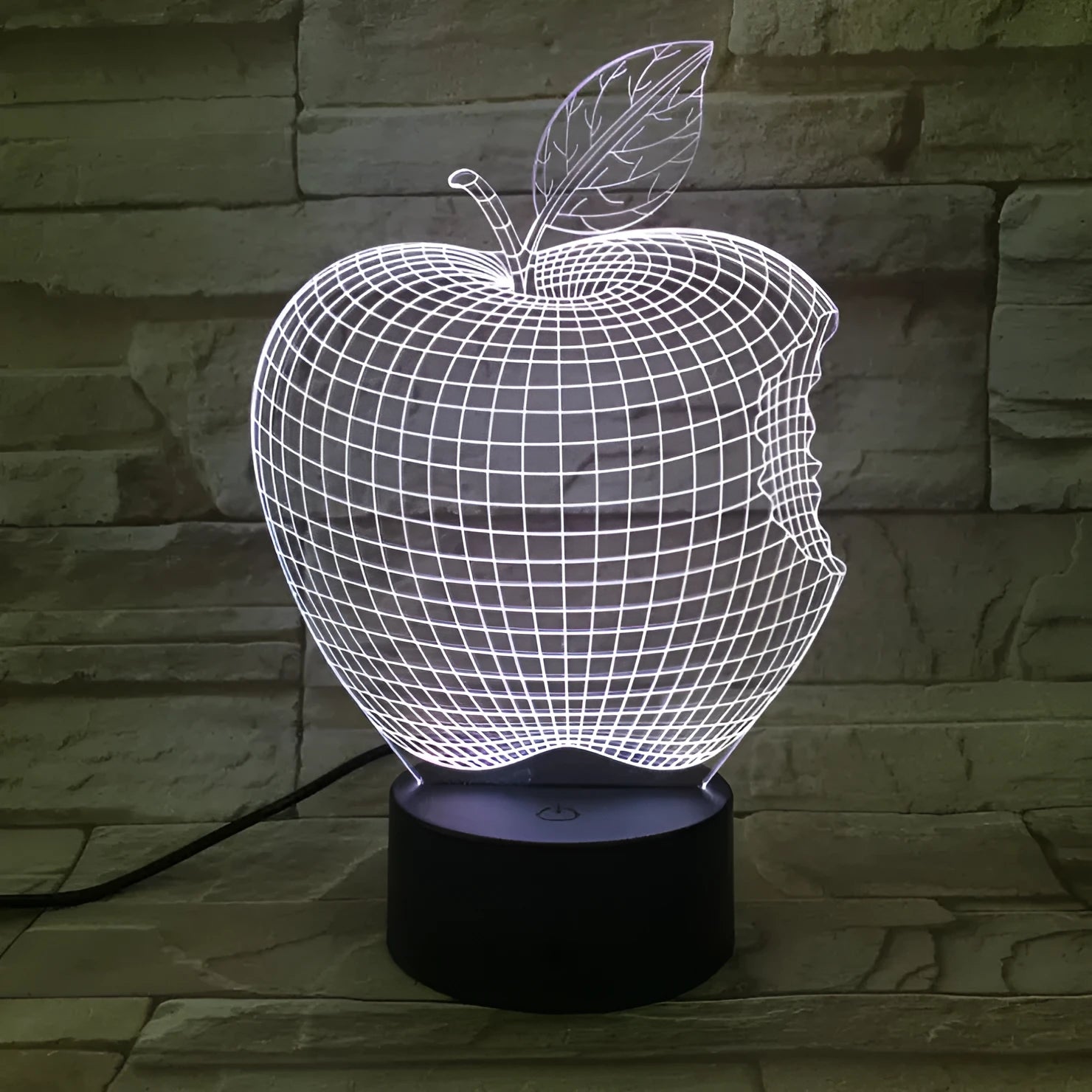 Colourful 3D fruit-shaped night light with acrylic shade and touch control.