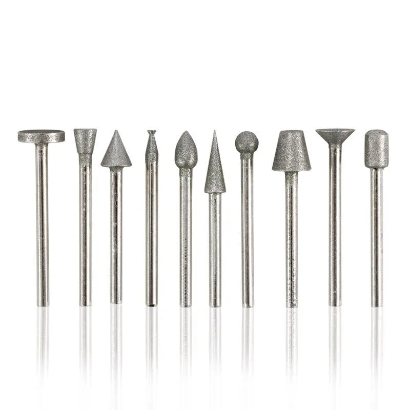 Alloy grinding head set with elliptical cone shape for glass jade stone grinding