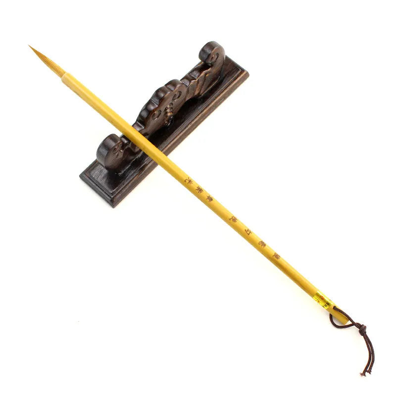 Langhao traditional Chinese calligraphy brush with wolf hair bristles and a hook line tip, shown in size S.