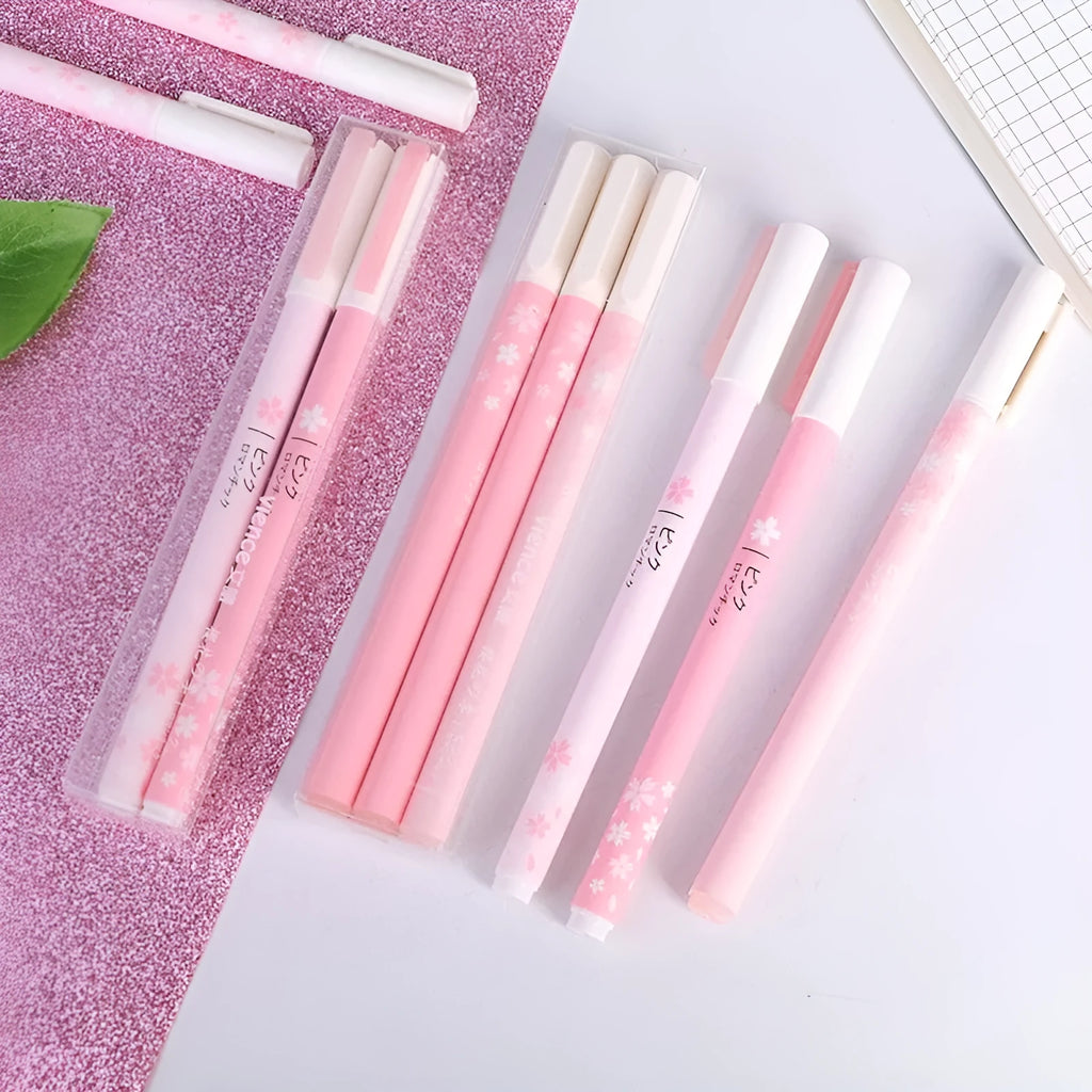 Sakura gel pen set showing 0.38mm and 0.5mm tip options in plastic bodies with needle-point refills