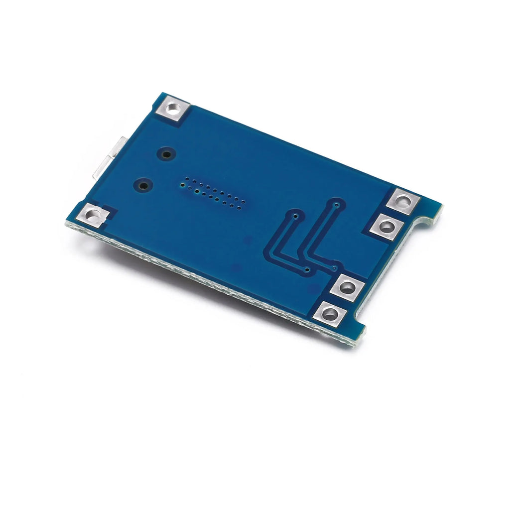 Small blue lithium battery charging and protection circuit board measuring 26mm by 17mm.