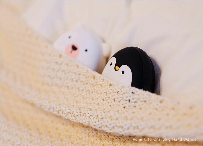 Cartoon penguin polar bear design USB rechargeable electric hand warmer with power bank function