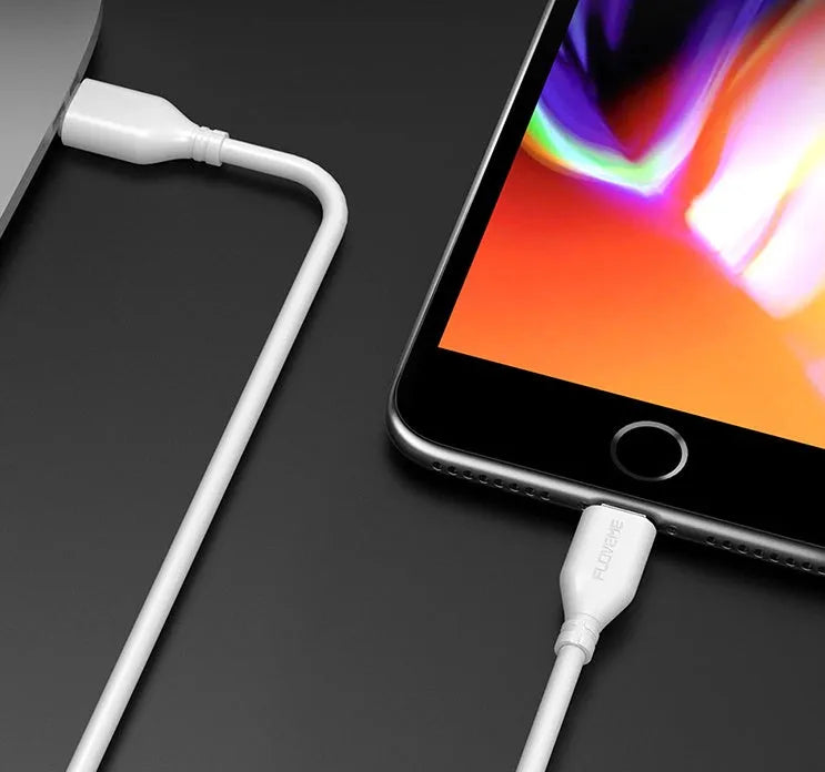 White braided USB-C to Lightning cable measuring 1 metre for iPhone and iPad charging