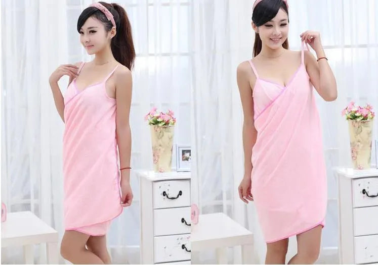 Polyester microfiber beach dress towel in blue colour showing both drying and wearing functions