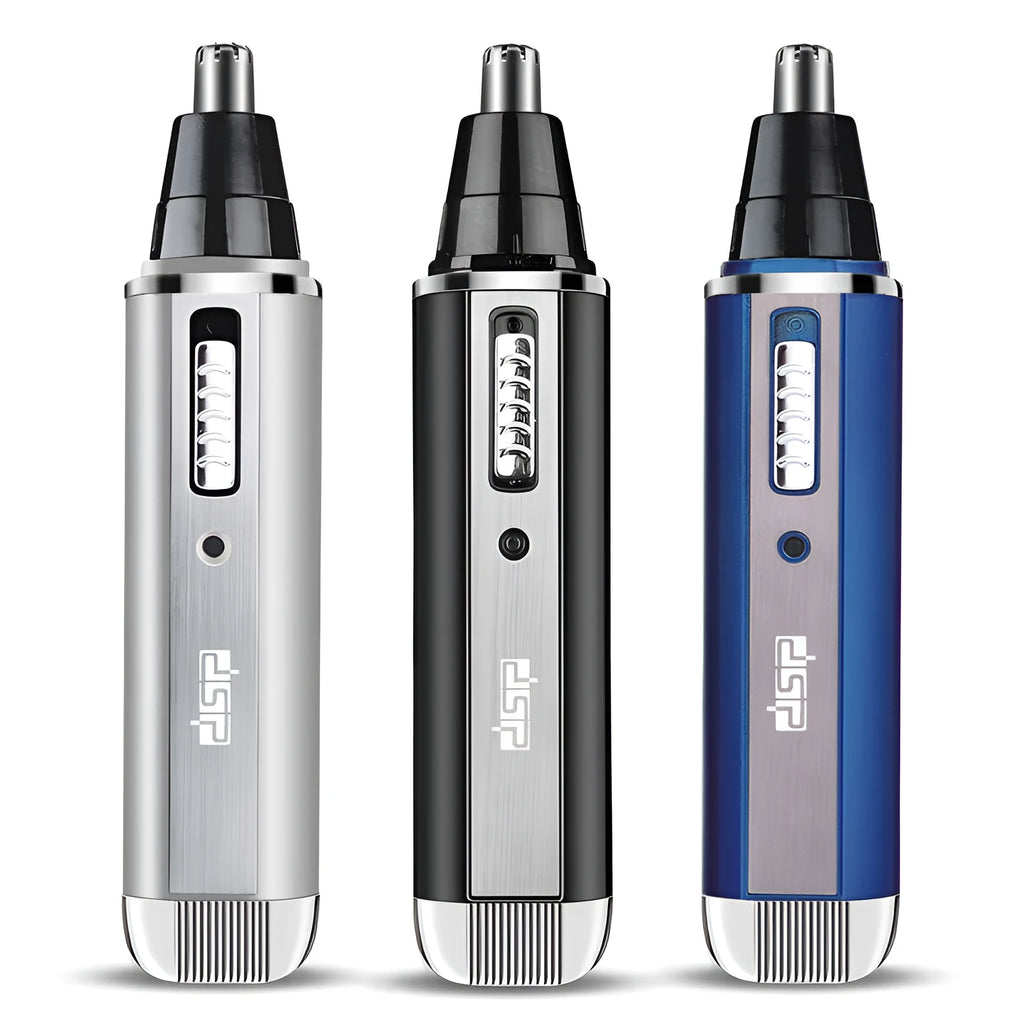 Men's electric shaver for facial hair and nose trimming in blue, black or silver colours