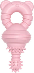 Blue rubber dog chew toy with textured surface for cleaning teeth, shown next to a measuring tape indicating 13.5cm diameter.