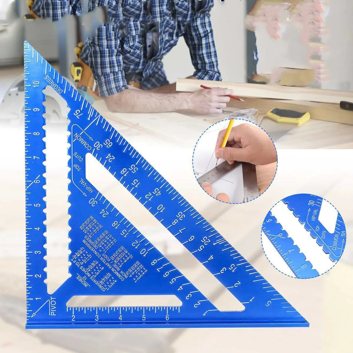 Aluminium alloy woodworking measuring square with triangle ruler design showing 90 degree angle