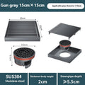 Gun grey 304 stainless steel courtyard floor drain with 15cm by 15cm dimensions