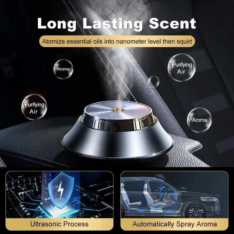 Black metal car aromatherapy air purifier with butterfly design and USB connection