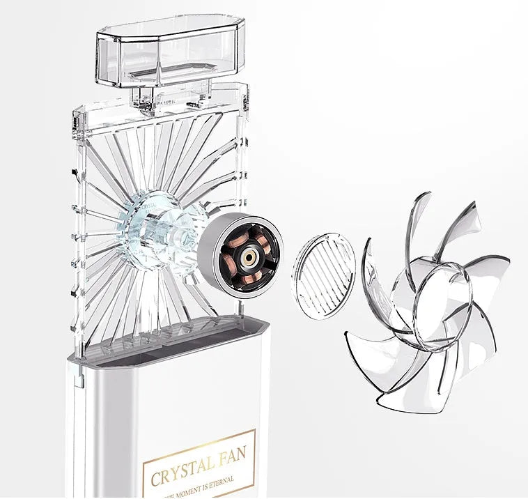 Pink rechargeable perfume fan with 1200MAH battery for portable fragrance misting
