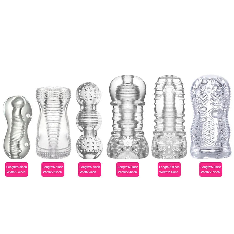 Transparent TPE airplane bottle male penis exerciser with seven stage options