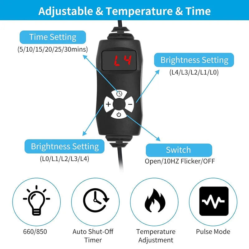 Black adjustable infrared therapy belt for waist and back pain relief with red light heat therapy