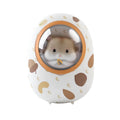 White Hamster hand warmer power bank with space capsule design showing charging port and heating controls