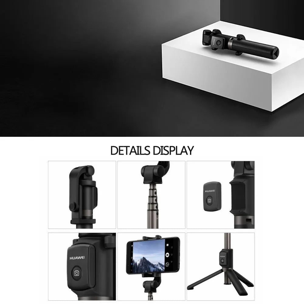 AF15 Bluetooth wireless mini tripod selfie stick folded at 186mm with plastic body in black colour
