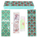 DIY diamond painting kit with PU leather wristlet pencil case, resin diamonds, and crafting tools laid out.