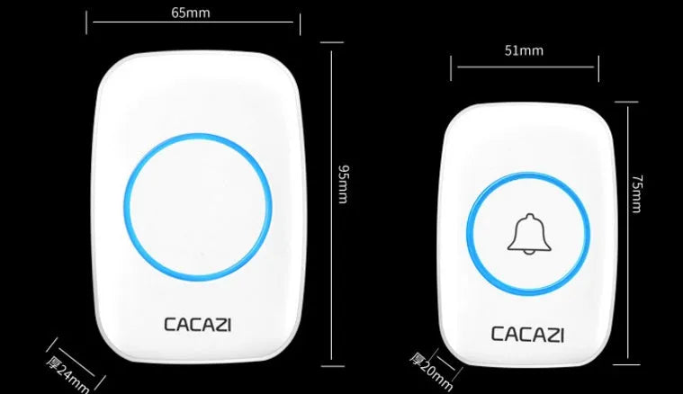 Wireless doorbell transmitter and plug-in receiver unit with 300 metre range
