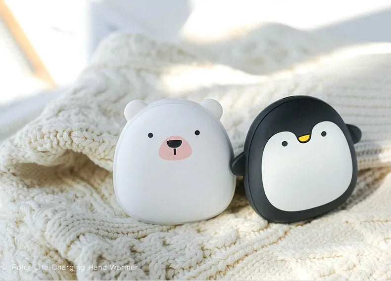 Cartoon penguin polar bear design USB rechargeable electric hand warmer with power bank function