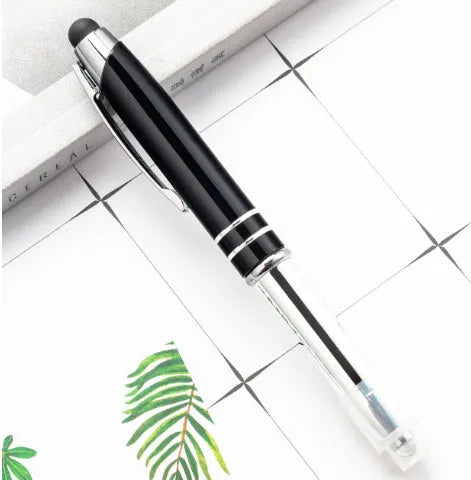Red metal capacitive stylus pen with LED light and bullet type pen head