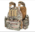 Solid colour Oxford cloth tactical vest in army green shown front view for outdoor use