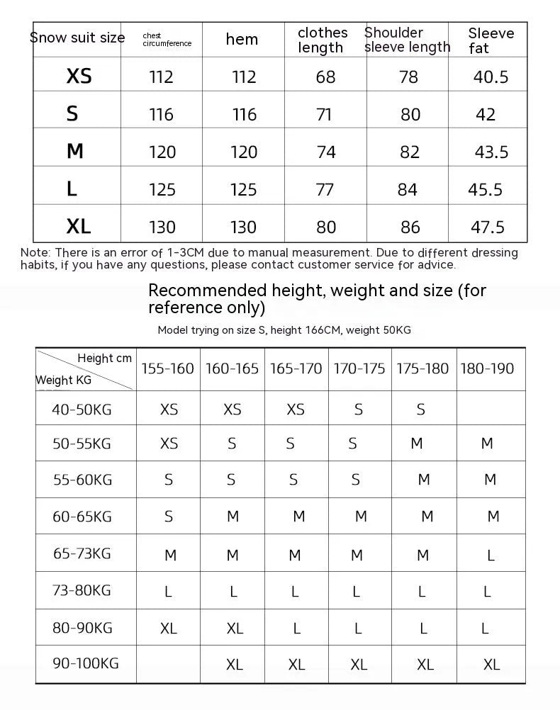 Unisex windproof waterproof ski suit in multiple colours for snow sports