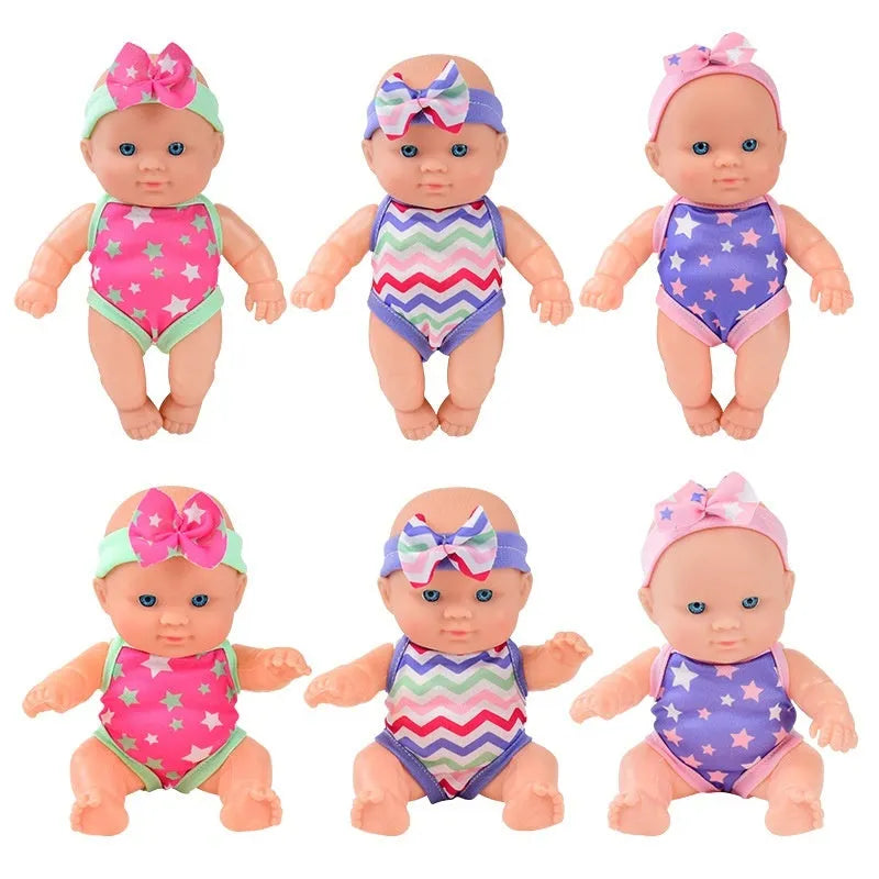 Simulation baby vinyl figurine doll in display showing realistic details and 21.5cm height