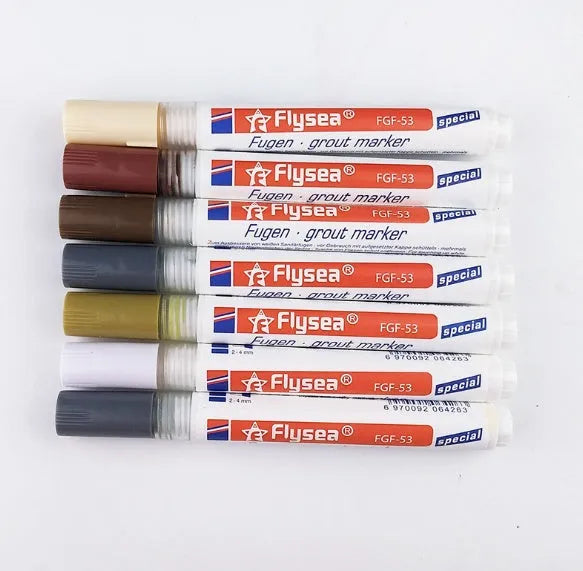 Tile gap grout coating marker pen for ceramic tile crevice repair in six colours water-based non-toxic ink