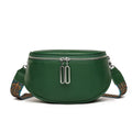 Women's soft PU leather messenger bag in saddle shape with adjustable strap and zippered compartment