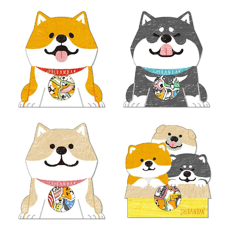 Pack of irregular-shaped dog stickers for hand account decoration in assorted colours