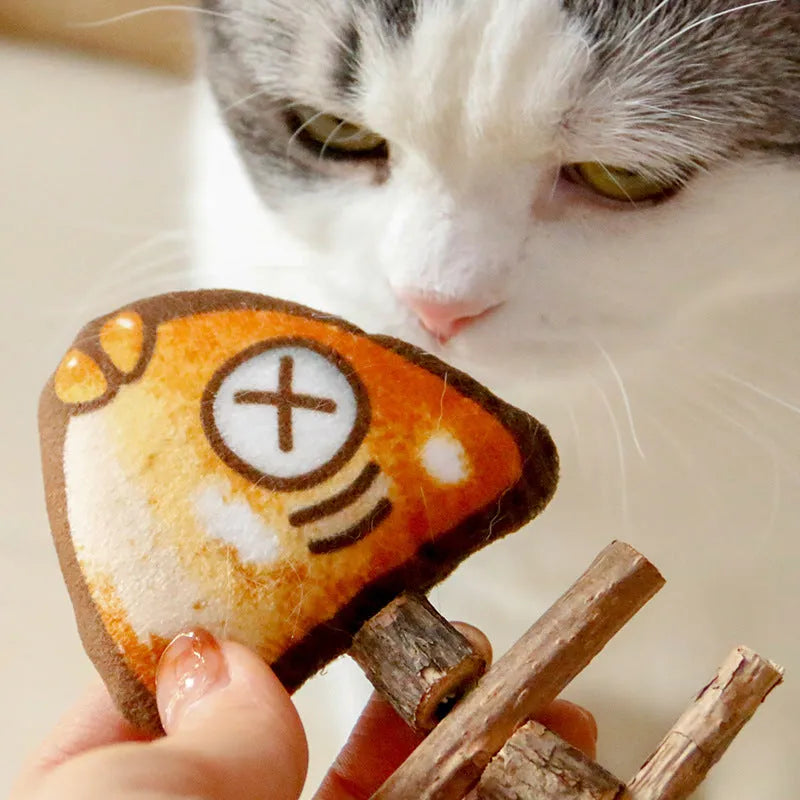 Grilled fish bone plush cat molar toy 16.5cm soft chewable fishbone shape