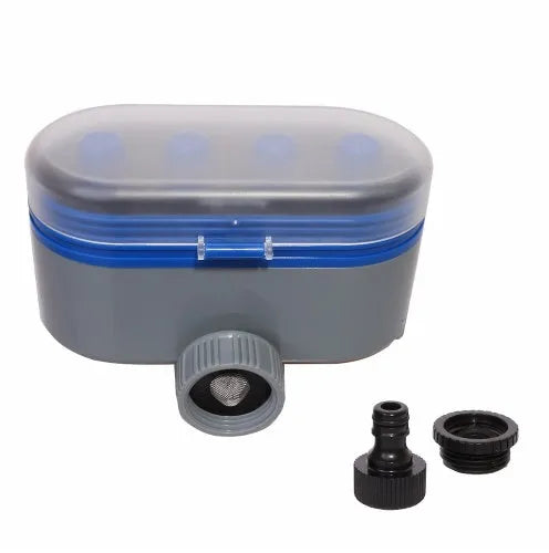 Dual timed irrigation controller device for automatic garden watering with battery compartment