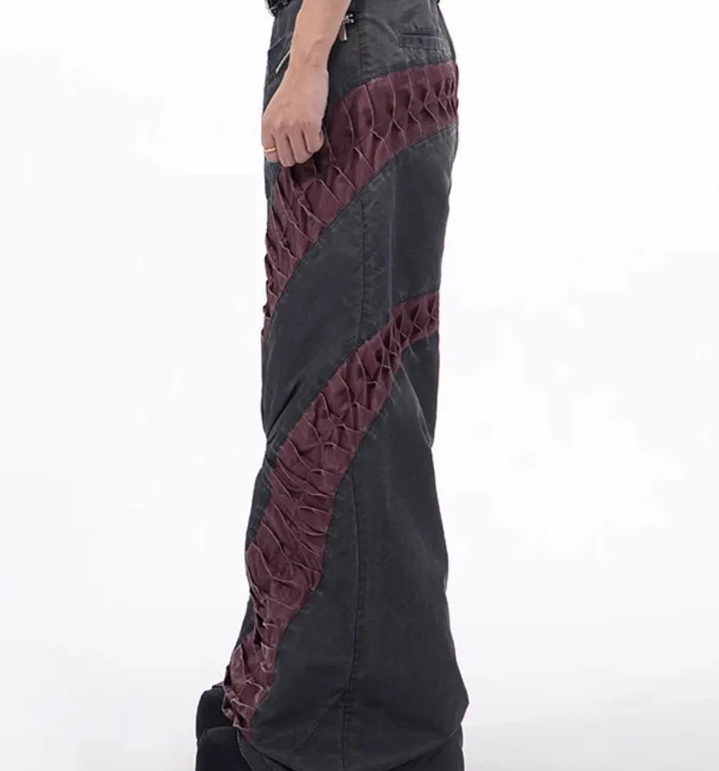 Retro keel casual sports trousers in viscose rayon fabric, showing straight hem design and solid colour option