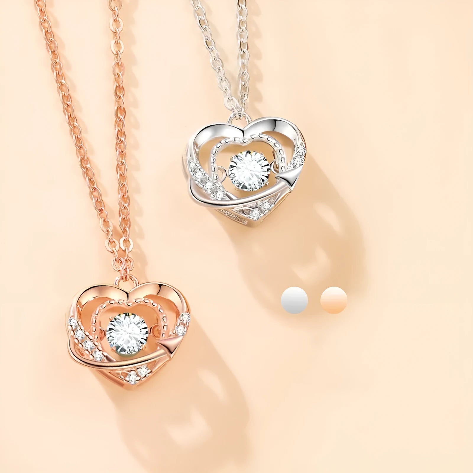 925 sterling silver heart necklace for women with O-shaped chain and heart-shaped pendant