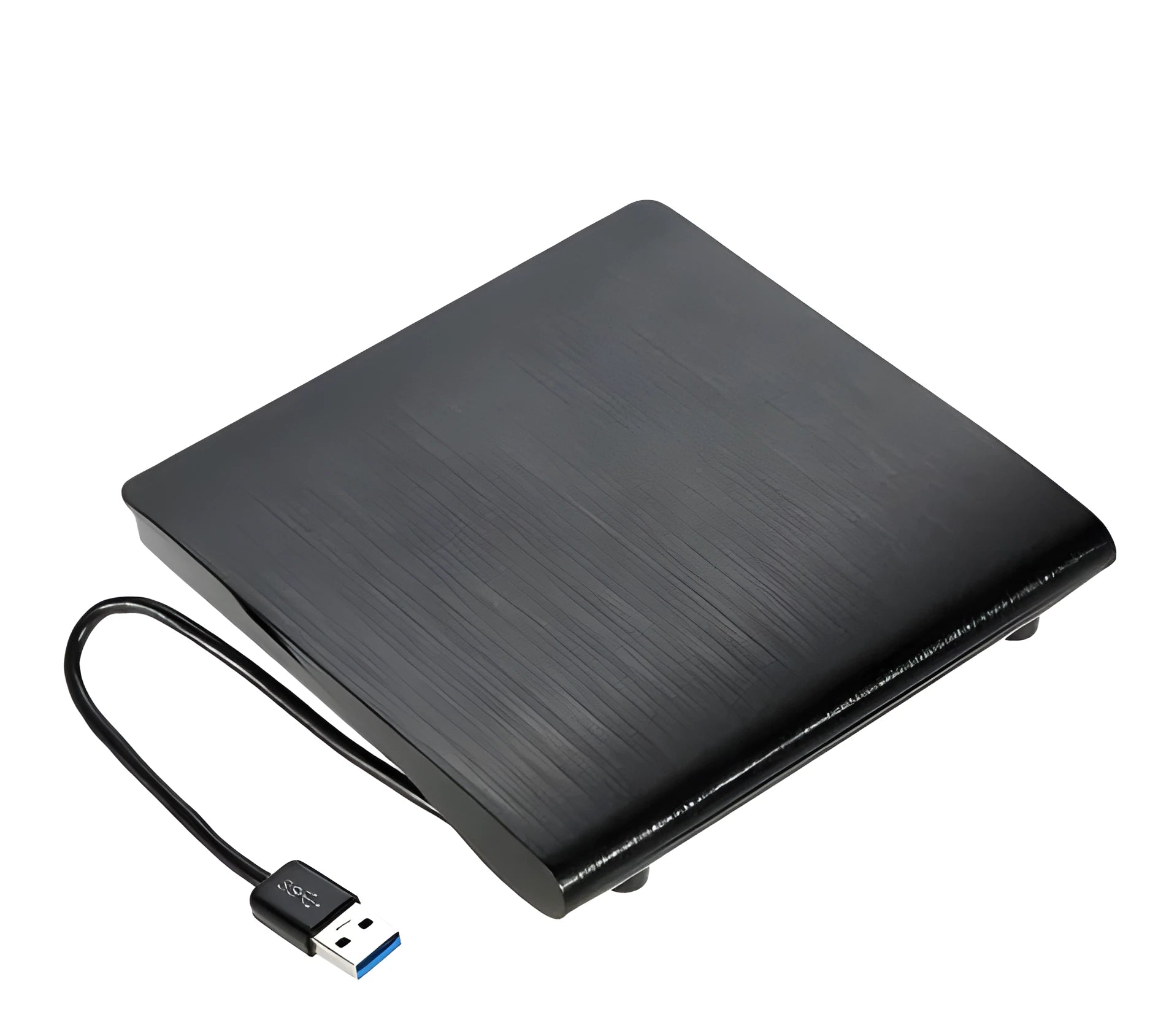 External optical disk drive in black with USB 2.0 and 3.0 support for DVD burning