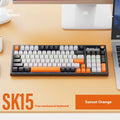 Wired mechanical gaming keyboard with control knob in Black, Sunset Orange, and Autumn Water Blue colour options