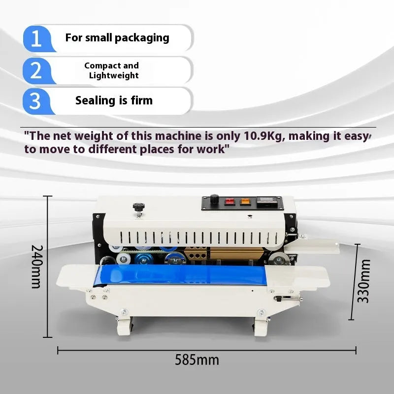 Mini manual steel seal sealing machine with a printable date dial on a white background.