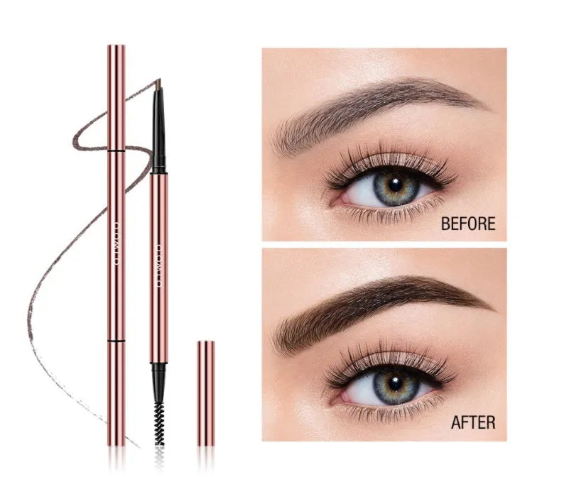 Brow pencil in a colour box with six shade options: Auburn, Blonde, Caramel, Dark Brown, Soft Brown, Taupe.