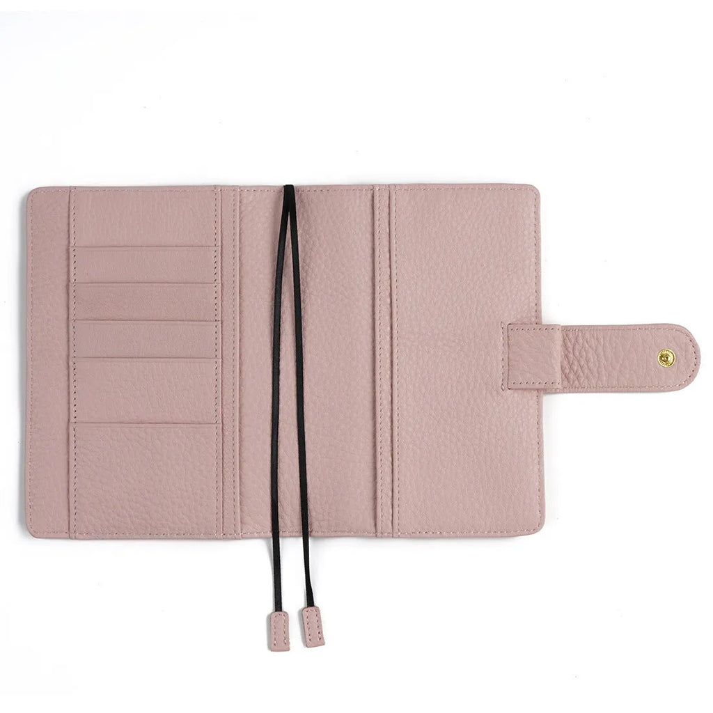 Lychee pattern cowhide leather notebook in A6 size with loose-leaf binding