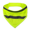 Bright orange polyester dog bandana with adhesive strap shown on canine neck