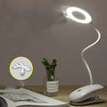 Clip-on rechargeable desk lamp with plastic shade and touch switch in a modern simple design