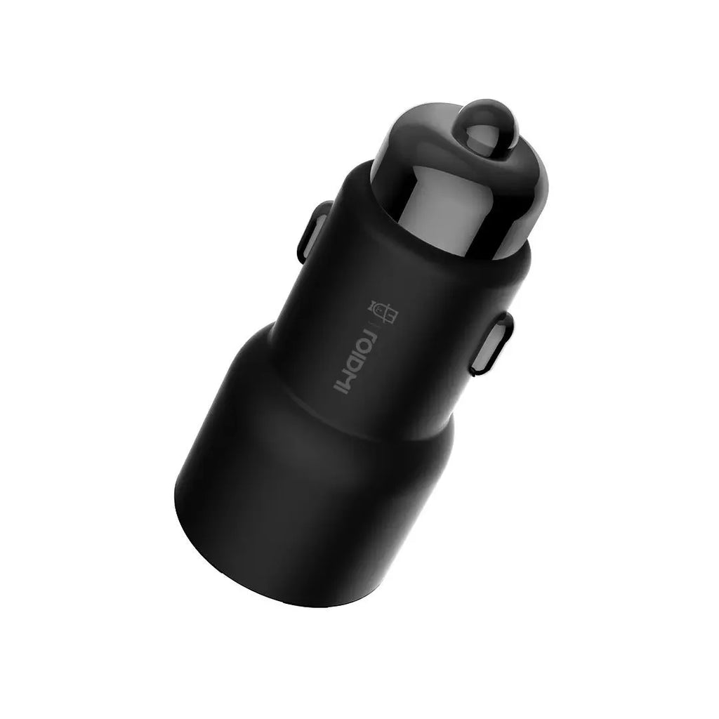 Black Ruimi 3S car USB charger for mobile phones and tablets.