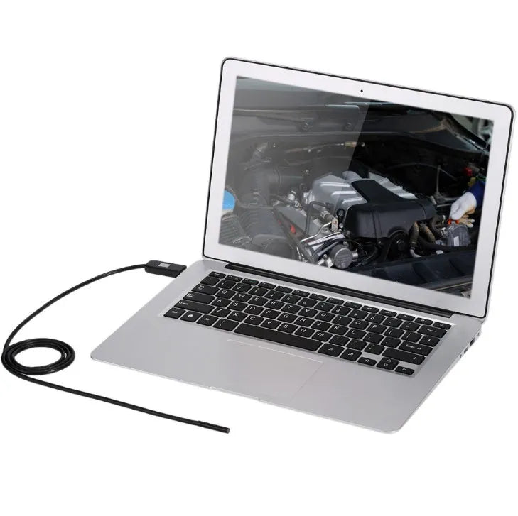 OWSOO USB endoscope camera with 5m cable, 7mm lens, six LEDs, hook, magnet, and mirror attachments