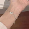 Fashion sweet butterfly bracelet for women, copper plated white gold with electroplated finish
