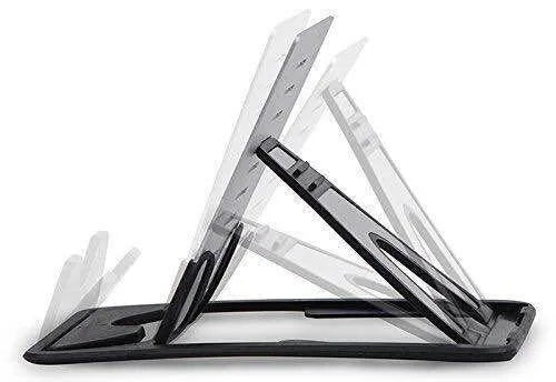 Black minimalist card phone holder for desk, measuring 8.5cm wide by 5cm deep.