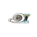 White snail cartoon design reflective car sticker measuring 12cm by 8cm on reflective film