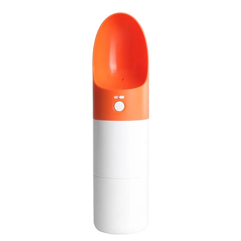 White Moestar Rocket Pet Cup with grey accents, showing the water outlet and one-button lock on a portable dog water bottle.