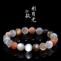 Moonstone bracelet with colourful natural moonlight patterns, 8mm single circle construction