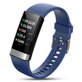 V19 smart bracelet showing display with health metrics, available in black blue red colours with TPU strap