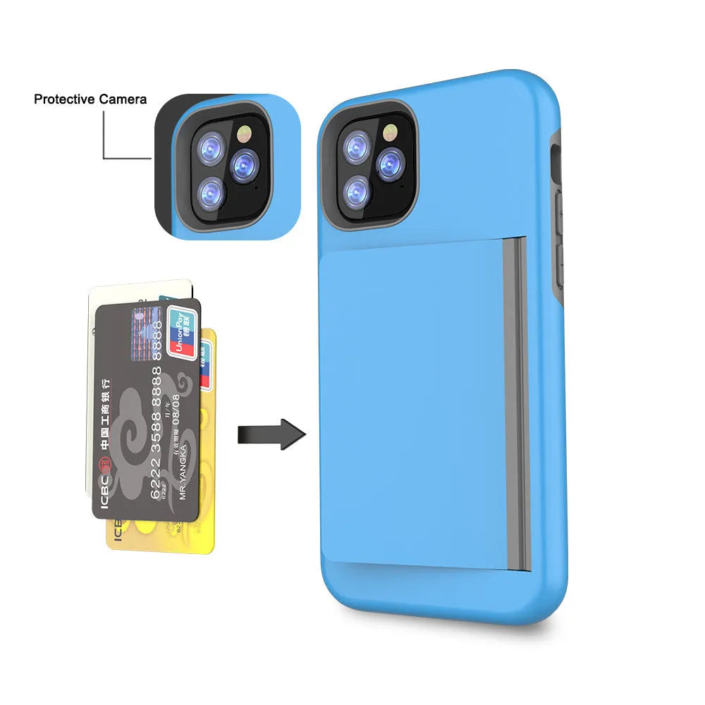 Simple solid colour iPhone 11 series mobile phone case in black, red, pink, blue, dark blue, or purple.