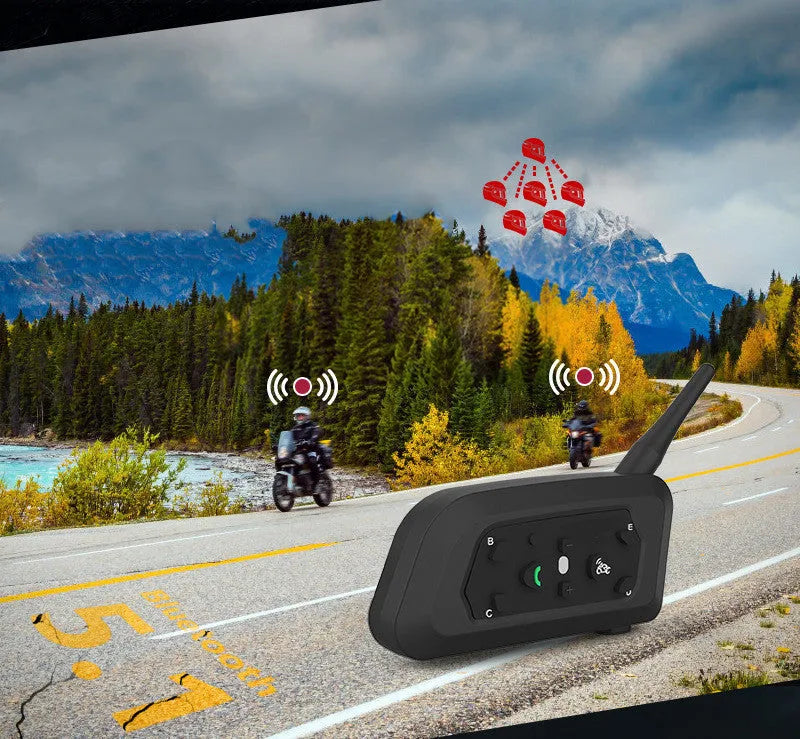 V6pro motorcycle helmet Bluetooth intercom unit with mounting hardware